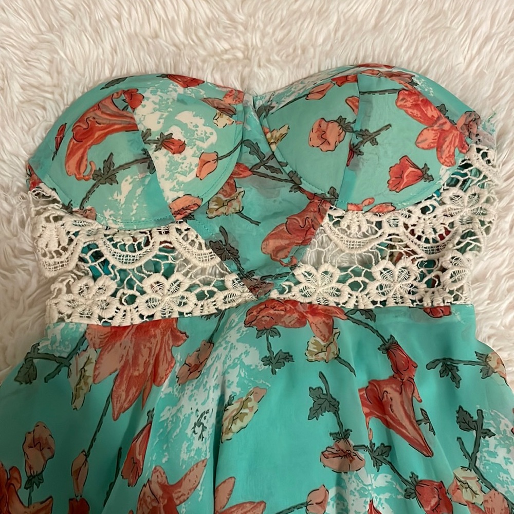 Strapless floral dress